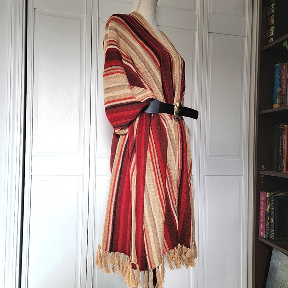 Lauren RL Open Front Oversized Cotton-Linen Blend Cardigan Poncho Wrap - Picture 5 of 11